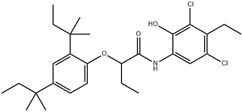 2-[2,4-双(1,1-二甲基丙基)苯氧基]-N-(3,5-二氯-4-乙基-2-羟基苯基)丁酰胺 结构式
