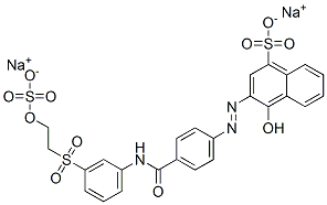 4-hydroxy-3-[[4-[[[3-[[2-(sulphooxy)ethyl]sulphonyl]phenyl]amino]carbonyl]phenyl]azo]naphthalene-1-sulphonic acid, sodium salt 结构式