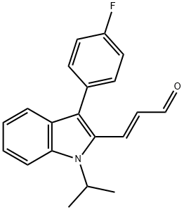 (E)-3-[3'-(4"-氟苯基)-1'-异丙基-1H-吲哚-2"-基]-2-丙烯醛 结构式