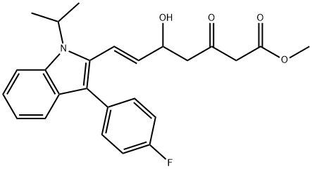 (E)-7-[3-(4-氟苯基)-1-(1-甲基乙基)-吲哚-2-基]-3-羟基-5-氧代庚-6-烯酸甲酯 结构式