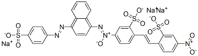 trisodium 2-[2-(4-nitro-2-sulphonatophenyl)vinyl]-5-[[4-[(4-sulphonatophenyl)azo]-1-naphthyl]-N,N,O-azoxy]benzenesulphonate 结构式