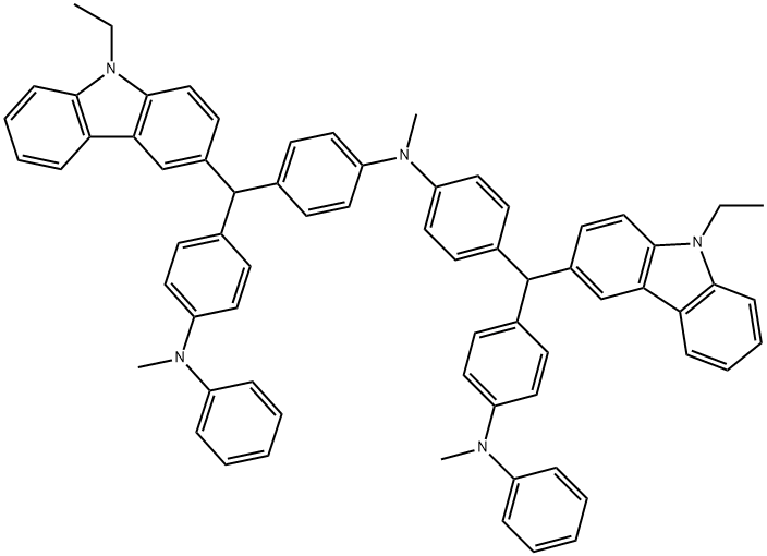 4-[(9-ethyl-9H-carbazol-3-yl)[4-(tolylamino)phenyl]methyl]-N-[4-[(9-ethyl-9H-carbazol-3-yl)[4-(tolylamino)phenyl]methyl]phenyl]-N-methylaniline 结构式