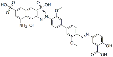 5-[[4'-[(8-amino-1-hydroxy-3,6-disulpho-2-naphthyl)azo]-3,3'-dimethoxy[1,1'-biphenyl]-4-yl]azo]salicylic acid 结构式