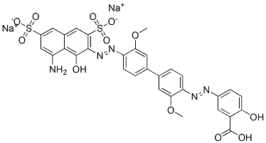 disodium hydrogen 5-[[4'-[(8-amino-1-hydroxy-3,6-disulphonato-2-naphthyl)azo]-3,3'-dimethoxy[1,1'-biphenyl]-4-yl]azo]salicylate 结构式