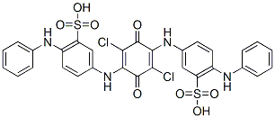 3,3'-[(2,5-dichloro-3,6-dioxocyclohexa-1,4-diene-1,4-diyl)diimino]bis[6-anilinobenzenesulphonic] acid 结构式