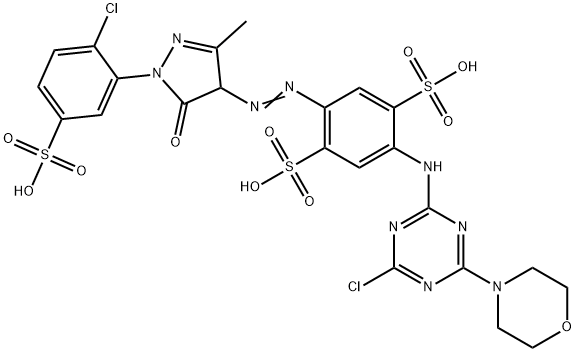 2-[[4-chloro-6-morpholino-1,3,5-triazin-2-yl]amino]-5-[[1-(2-chloro-5-sulphophenyl)-4,5-dihydro-3-methyl-5-oxo-1H-pyrazol-4-yl]azo]benzene-1,4-disulphonic acid 结构式