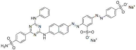 disodium 2-[[6-[[6-anilino-4-[4-sulphamoylphenyl]-1,3,5-triazin-2-yl]amino]-2-naphthyl]azo]-5-[(4-sulphonatophenyl)azo]benzenesulphonate 结构式