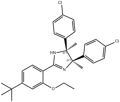 (4R,5S)-REL-4,5-双(4-氯苯基)-2-[4-(叔丁基)-2-乙氧基苯基]-4,5-二氢-4,5-二甲基-1H-咪唑 结构式