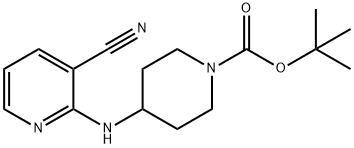 4-[(3-氰基-2-吡啶基)氨基]-1-哌啶甲酸叔丁酯 结构式