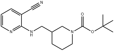 3-[[(3-氰基-2-吡啶基)氨基]甲基]-1-哌啶甲酸叔丁酯 结构式
