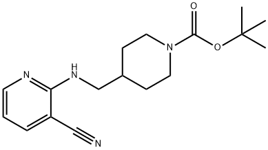 4-[[(3-氰基-2-吡啶基)氨基]甲基]-1-哌啶甲酸叔丁酯 结构式