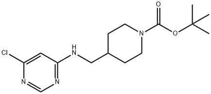 4-[[(6-氯-4-嘧啶基)氨基]甲基]-1-哌啶甲酸叔丁酯 结构式