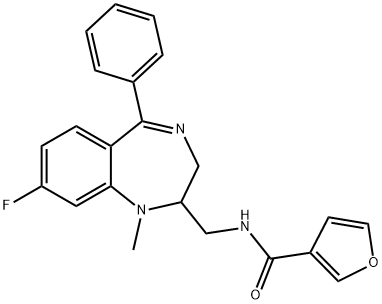 N-[(8-fluoro-2,3-dihydro-1-methyl-5-phenyl-1H-benzo-1,4-diazepin-2-yl)methyl]-3-furamide 结构式