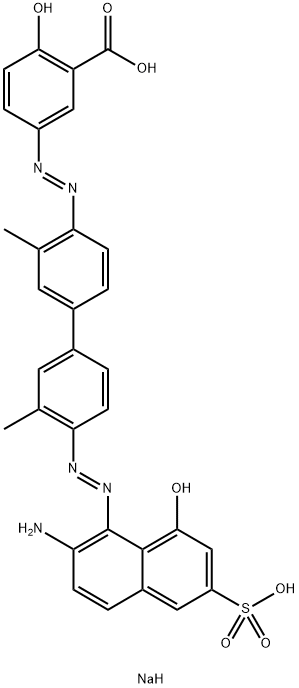 5-[[4'-[(2-amino-8-hydroxy-6-sulpho-1-naphthyl)azo]-3,3'-dimethyl[1,1'-biphenyl]-4-yl]azo]salicylic acid, sodium salt  结构式