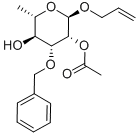 烯丙基 2-O-乙酰基-3-O-苄基-ALPHA-L-吡喃鼠李糖苷 结构式