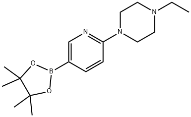 1-乙基-4-(5-(4,4,5,5-四甲基-1,3,2-二氧杂环戊硼烷-2-基)吡啶-2-基)哌嗪 结构式