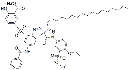 sodium 5-[[5-(benzoylamino)-2-[[1-(4-ethoxy-3-sulphophenyl)-3-heptadecyl-4,5-dihydro-4-methyl-5-oxo-1H-pyrazol-4-yl]azo]phenyl]sulphonyl]salicylate 结构式