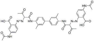 2,2'-[(3,3'-dimethyl[1,1'-biphenyl]-4,4'-diyl)bis[imino(1-acetyl-2-oxo-2,1-ethanediyl)azo]]bis[5-(acetylamino)benzoic] acid 结构式