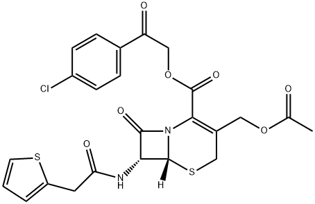 2-(p-chlorophenyl)-2-oxoethyl (6R-trans)-3-(acetoxymethyl)-8-oxo-7-(2-thienylacetamido)-5-thia-1-azabicyclo[4.2.0]oct-2-ene-2-carboxylate 结构式