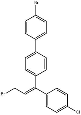 (E-)4-bromo-4'-[3-bromo-1-(4-chlorophenyl)-1-propenyl]-1,1'-biphenyl  结构式