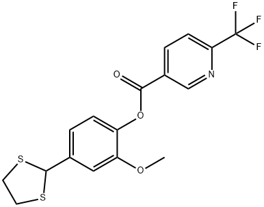 3-PYRIDINECARBOXYLIC ACID, 6-(TRIFLUOROMETHYL)-, 4-(1,3-DITHIOLAN-2-YL)-2-METHOXYPHENYL ESTER 结构式