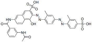 7-[[3-(acetylamino)benzoyl]amino]-4-hydroxy-3-[[2-methyl-4-[(2-methyl-4-sulphophenyl)azo]phenyl]azo]naphthalene-2-sulphonic acid 结构式