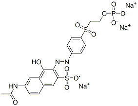 6-acetamido-4-hydroxy-3-[[4-[[2-(phosphonooxy)ethyl]sulphonyl]phenyl]azo]naphthalene-2-sulphonic acid, sodium salt  结构式