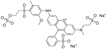 dihydrogen -3-[2-methoxy-5-methyl-4-[[2-(sulphonatooxy)ethyl]sulphonyl]anilino]-6-[methyl(2-sulphonatoethyl)amino]-9-(2-sulphonatophenyl)xanthylium , sodium salt  结构式