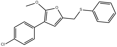 3-(4-CHLORO-PHENYL)-2-METHOXY-5-PHENYLSULFANYLMETHYL-FURAN 结构式