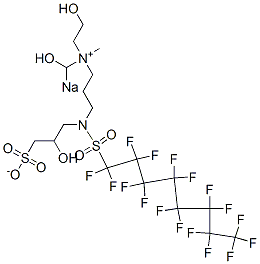 sodio[3-[[(heptadecafluorooctyl)sulphonyl](2-hydroxy-3-sulphonatopropyl)amino]propyl](2-hydroxyethyl)dimethylammonium hydroxide 结构式