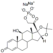 Pregna-1,4-diene-3,20-dione, 11-hydroxy-16,17-[(1-methylethylidene)bis(oxy)]-21-(phosphonooxy)-, disodium salt, (11beta,16beta)- 结构式