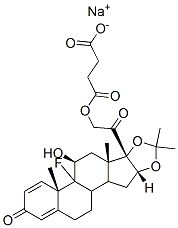 Pregna-1,4-diene-3,20-dione, 21-(3-carboxy-1-oxopropoxy)-9-fluoro-11-hydroxy-16,17-[(1-methylethylidene)bis(oxy)]-, monosodium salt, (11beta,16beta)-  结构式