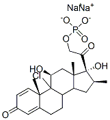 Pregna-1,4-diene-3,20-dione, 9-chloro-11,17-dihydroxy-16-methyl-21-(phosphonooxy)-, disodium salt, (11beta,16beta)- 结构式