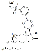 Pregna-1,4-diene-3,20-dione, 9-fluoro-11,17-dihydroxy-16-methyl-21-[(3-sulfobenzoyl)oxy]-, monosodium salt, (11beta,16beta)-  结构式