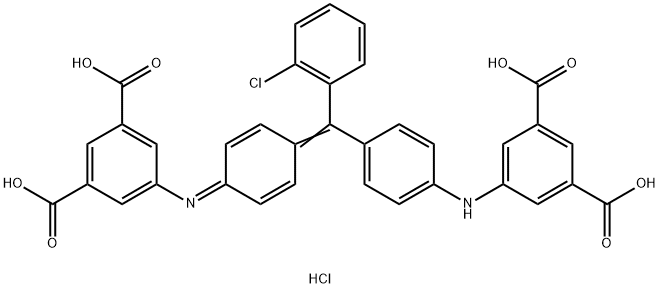 5-[[4-[(2-chlorophenyl)[4-[(3,5-dicarboxyphenyl)amino]phenyl]methylene]cyclohexa-2,5-dien-1-ylidene]amino]isophthalic acid monohydrochloride 结构式