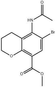 Methyl6-bromo-5-acetamido-3,4-dihydro-2H-1-benzopyran-8-carboxylate 结构式