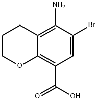 5-氨基-6-溴-3,4-二氢-2H-1-苯并吡喃-8-羧酸 结构式