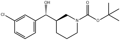 (R)-3 - ((R) - (3-氯苯基)(羟基)甲基)哌啶-1-甲酸叔丁酯 结构式