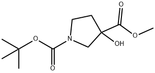 1-BOC-3-羟基-3-羧酸甲酯吡咯烷 结构式