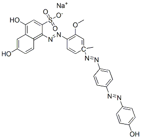 sodium 4,6-dihydroxy[[4-[[4-[(4-hydroxyphenyl)azo]phenyl]azo]-6-methoxy-p-tolyl]azo]naphthalene-2-sulphonate 结构式