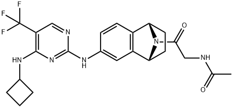 N-[2-[(1S,4R)-6-[[4-(环丁基氨基)-5-(三氟甲基)-2-嘧啶基]氨基]-1,2,3,4-四氢萘-1,4-亚氨-9-基]-2-氧代乙基]乙酰胺 结构式