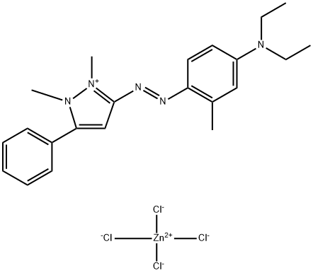 bis[3-[[4-(diethylamino)-o-tolyl]azo]-1,2-dimethyl-5-phenyl-1H-pyrazolium] tetrachlorozincate 结构式