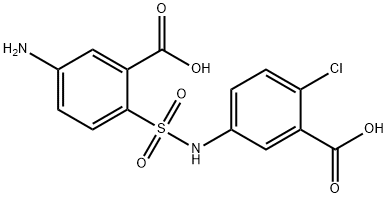 5-amino-2-[[(3-carboxy-4-chlorophenyl)amino]sulphonyl]benzoic acid  结构式