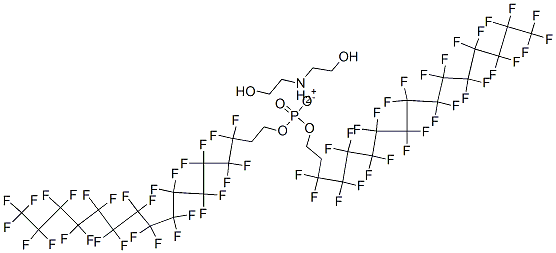 bis(2-hydroxyethyl)ammonium bis(3,3,4,4,5,5,6,6,7,7,8,8,9,9,10,10,11,11,12,12,13,13,14,14,15,15,16,16,16-nonacosafluorohexadecyl) phosphate 结构式