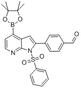 BENZALDEHYDE, 4-[1-(PHENYLSULFONYL)-4-(4,4,5,5-TETRAMETHYL-1,3,2-DIOXABOROLAN-2-YL)-1H-PYRROLO[2,3-B]PYRIDIN-2-YL]- 结构式