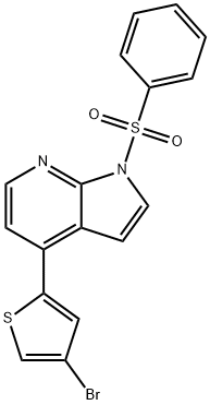 1H-Pyrrolo[2,3-b]pyridine, 4-(4-broMo-2-thienyl)-1-(phenylsulfonyl)- 结构式