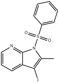 3-碘-2-甲基-1-(苯基磺酰基)-1H-吡咯并[2,3-B]吡啶 结构式