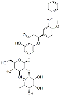(S)-7-[[2-O-(6-deoxy-alpha-L-mannopyranosyl)-beta-D-glucopyranosyl]oxy]-2,3-dihydro-5-hydroxy-2-[4-methoxy-3-(phenylmethoxy)phenyl]-4H-1-benzopyran-4-one 结构式