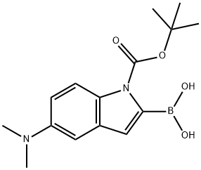 2-硼-5-(二甲基氨基)-1H-吲哚-1-羧酸-1-(1,1-二甲基乙基)酯 结构式