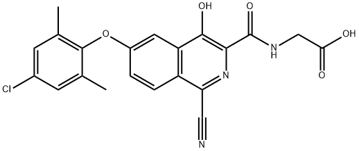 Glycine,  N-[[6-(4-chloro-2,6-dimethylphenoxy)-1-cyano-4-hydroxy-3-isoquinolinyl]carbonyl]- 结构式